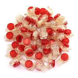 Uvital 200-Pack 3 Port Crimp Connection Terminals Red Clear K3 Connector Waterproof Wiring Ethernet Cable Telephone Cord Splice Terminals