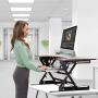 Halter Stand Up Desk Converter for Laptop, Dual Monitor and Laptop Riser Adjustable Standing Desk w/Cable Management & Keyboard Tray (Cherry)