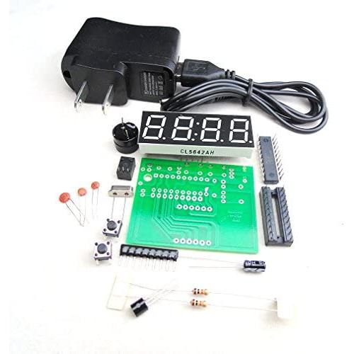 HiLetgo 0.56 Inch 4 Bit Red Digital Tube Electronic Clock DIY Kit Clock Electronic Production Suite Time Chip AT89C2051 FR-4 PCB for Students Science Electronics Learning Education