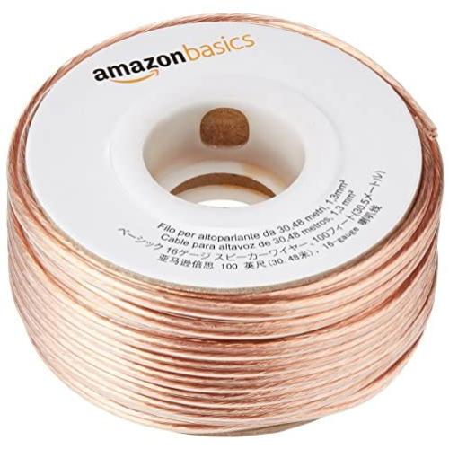 Amazon Basics 100ft 16-Gauge Audio Stereo Speaker Wire Cable, 100 Feet