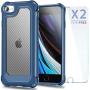 iPhone 6S Case, iPhone 6 Case with [ Screen Protector Tempered Glass x2Pack] SUPBEC Protective Phone Cover with Silicone PC+TPU Shockproof Rubber Heavy Duty Case for iPhone6 / iPhone6S-Clear Blue