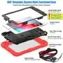 SEYMAC stock Case for iPad Mini 5 Case, Shock-Proof [Full-Body] Case with 360 Rotating Stand [Pencil Holder] [Screen Protector] Hand Strap for Mini 5th/4th Generation (Black+Red)