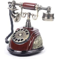 Antique Vintage Style Rotary Phone Resin Imitation Copper Princess French Style Retro Old Fashioned Rotary Dial Home and Office Handset Landline Telephone （US Stock）