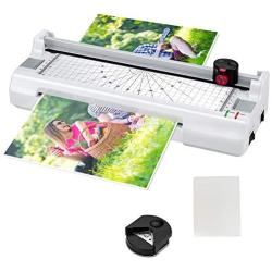Goplus Laminator Machine, A4 Thermal Laminating Machine with 25 Pouches, Paper Trimmer, Corner Rounder, 9 Inches Personal Laminator for Home School Office, Small Hot Cold Lamination Machine