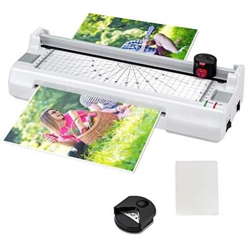 Goplus Laminator Machine, A4 Thermal Laminating Machine with 25 Pouches, Paper Trimmer, Corner Rounder, 9 Inches Personal Laminator for Home School Office, Small Hot Cold Lamination Machine