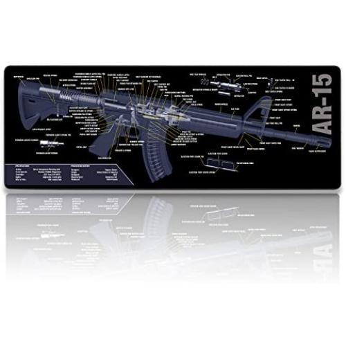 KINPLE XXL Extended Large Gaming Mouse Pad Non-Slip Water-Resistant Rubber Cloth Computer Game Mouse Mat(35.4×15.75×0.1 inch) (Gun)