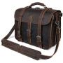 Polare Mens Full Grain Leather 16 Briefcase Shoulder Messenger Bag Fit 15.6 Laptop