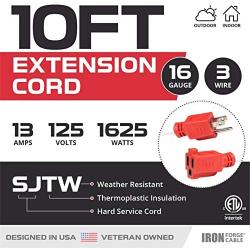 10 Ft Outdoor Candy Cane Extension Cord - 16/3 SJTW Durable Electrical Red & White Cable - Great for Powering Outdoor Christmas Decorations