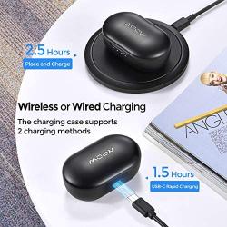 Wireless Earbuds, Mpow MX1 Bluetooth Headphones w/Wireless Charging Case/USB-C Charge, 4 Mics Noise Reduction in Ear Headset, 35H Playtime/Hi-Fi Stereo/Touch Control, IPX8 Waterproof Sport Earphones