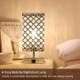 Touch Crystal Lamp, 3 Way Dimmable Crystal Table Lamp with USB Ports and AC Outlet, Crystal Bedside Lamps with Sliver Crystal Lampshade Crystal Nightstand Lamp for Bedrooms, Living Room, Bulb Included