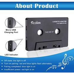 Reshow Bluetooth Cassette Adapter for Car with Stereo Audio , Wireless Cassette Tape to Aux Adapter Smartphone Cassette Adapter (Black)