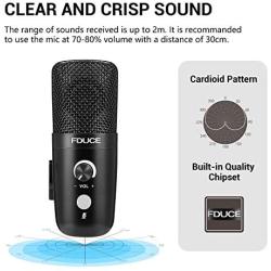USB Plug&Play Computer Microphone, FDUCE Professional Studio PC Mic with Tripod for Gaming, Streaming, Podcast, Chatting, YouTube on Mac & Windows(Black)