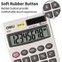 Calculator, Deli Standard Function Basic Calculators, Solar Battery Dual Power Office Calculator with Cover, Metal Panel