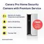 Canary Pro Indoor Home Security Camera with Premium Service (1 YR Free Incl.) | 90dB Siren, Climate Monitor, 2-Way Talk, 30-Day Video History, Motion Detection, 1080p HD, Alexa, Google, Baby Monitor