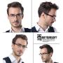 ALWAYSUV Computer Blue Light Blocking Reading Glasses TR90 Black Full Frame Professer Readers Glasses
