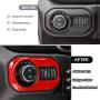 Headlight Lamp Switch Trim Cover Button Decoration Interior Accessories for 2018-2021 Jeep Wrangler JL JLU & Gladiator JT (Red)