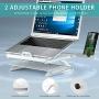 Laptop Stand Ergonomic, Jelly Comb Multi-Angle Adjustable Laptop Riser with Built-in Foldable Legs and Phone Holder, Ventilated Notebook Stand Tray for MacBook, Desktop Computer, Tablet (White)