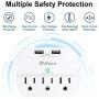 3 Outlet Surge Protector, Multi Plug Outlet Extender with 2 USB Wall Charger (Smart 2.4 A), Outlet Wall Adapter Power Strip for Travel Home, School, Office - 490Joules White