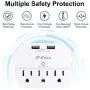 3 Outlet Surge Protector, Multi Plug Outlet Extender with 2 USB Wall Charger (Smart 2.4 A), Outlet Wall Adapter Power Strip for Travel Home, School, Office - 490Joules White