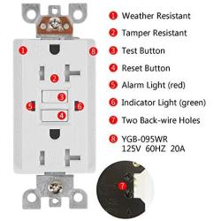 5 Pack GFCI Outlet WR&TR, Ryanbrat 20Amp 120V Self-Test Receptacle, Tamper Resistant Weather Resistant with LED Indicator Lights for Indoor Outdoor,UL&CUL Listed,5 Wall Plates,1 Free GFCI Tester,White