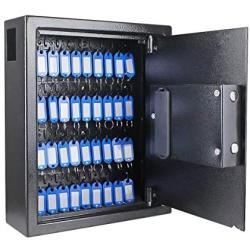 40 Keys Steel Safe Cabinet with Digital Lock - Electronic Key Safe Wall Mount with Drop Slot for Key Returns and Safe Storage - Black