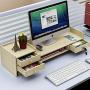 Amigogizmo Bamboo Office Monitor Riser Stand Adjustable Desk Organiser with Drawers, Maple