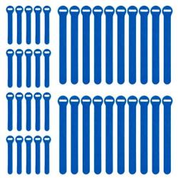 Wrap-It Storage Self-Gripping Reusable Cable Ties, Blue, 40 Pack (20 4” Straps, 20 8” Straps) – Hook and Loop Cord and Wire Organizer for Computer, PC, and Desk Cable Management
