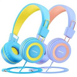 Kids Headphones with Microphone 2 Pack, Mpow CH8 Wired On Ear Headphones for Kids with 91dB Volume Limit, Online Schooling Headsets with Sharing Splitter for Boys Girls Children School Travel