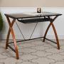 Flash Furniture Black Glass Computer Desk with Pull-Out Keyboard Tray and Crisscross Frame
