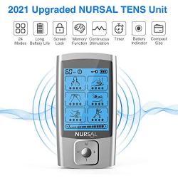 NURSAL EMS TENS Unit Muscle Stimulator with Continuous Stimulation, Rechargeable Electronic Pulse Massager with 8 Pads for Arthritis, Muscle Stiffness Pain Relief