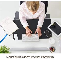 Bedsure Genuine Leather Desk Pad Protector, Mouse Pad, Office Desk Mat Blotter, Laptop Desk Pad, Waterproof Non Slip Desk Writing Pad for Office and Home (Black, 17x35 inches)