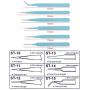 ChgImposs 6PCS Precision Tweezers Set, 116mm-133mm Anti-Static Stainless Steel Tweezers Kit Curved Tweezers for Craft, Jewelry, Electronics, Laboratory Work, Soldering - Sky Blue