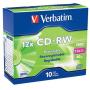 Verbatim CD-RW 700MB 2X-12X Rewritable Media Disc - 10 Pack Slim Case
