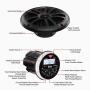 BOSS Audio Systems MCKGB350B.6 Weatherproof Marine Gauge Receiver and Speaker Package - IPX6 Receiver, 6.5 Inch Speakers, Bluetooth Audio, USB, MP3, AM/FM, NOAA Weather Band Tuner, No CD Player, 1 pair black speakers, One Pair of 6.5 inch