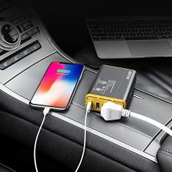 BESTEK 150W Power Inverter DC 12V to 110V AC Converter 4.2A Dual USB Car Adapter (Yellow)