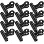 12 Pack Black Bulldog Binder Paper Clips/Metal Hinge Clip File Clamps for Crafts, Food Bags, Drawings, Photos at Home Kitchen & Office Useage, 1.25'' Inches Wide