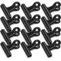12 Pack Black Bulldog Binder Paper Clips/Metal Hinge Clip File Clamps for Crafts, Food Bags, Drawings, Photos at Home Kitchen & Office Useage, 1.25'' Inches Wide