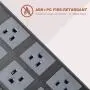 10 Ft Power Strip Flat Plug, JACKYLED Surge Protector with 6 AC Outlets 4 USB Charging Ports, 1875W/15A Long Extension Cord Pack Fireproof Desktop Charger for Office Home Kitchen School, Black Gray