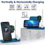 Powlaken Wireless Charger, 4 in 1 Wireless Charging Station Dock for Apple iWatch Series Se 6 5 4 3 2 1, AirPods Pro and Pencil, Charging Stand for iPhone 11, 11 Pro max, Xr, Xs max, X(Blue)
