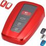 Lcyam Key Fob Cover Tpu Glossy Shiny Remote Protection Case Key Holder Fits for Toyota Highlander Corolla Camry RAV4 Prius C-HR 2019 2020 2021 Keyless Car Key 3/4 Button (Red)