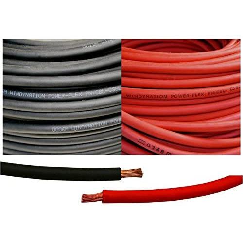 1/0 Gauge 1/0 AWG 5 Feet Black + 5 Feet Red Welding Battery Pure Copper Flexible Cable Wire - Car, Inverter, RV, Solar