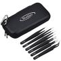 Mudder 6 Pieces Nail Art Tweezers Anti-static ESD Tweezers Kit Stainless Steel with Storage Bag for Eyelash Extension, Jewelry-making and Electronics