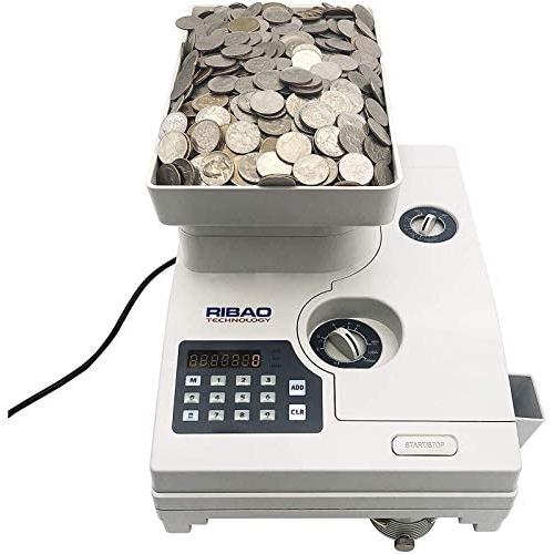Ribao HCS-3300 High Speed Coin Counter, Heavy Duty Bank Grade Coin Sorter with Large Hopper, Two-Year Warranty
