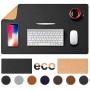 TESOBI Large Natural Cork & Leather Desk Pad, Double-Sided Desk Protector, Smooth Surface Mouse Pad, Waterproof Desk Mat for Office/Home/Gaming (24'' x 14'' Black)