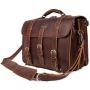 Polare Mens Full Grain Leather 16 Briefcase Shoulder Messenger Bag Fit 15.6 Laptop Polare Mens Full Grain Leather 16 Briefcase Shoulder Messenger Bag Fit 15.6 Laptop