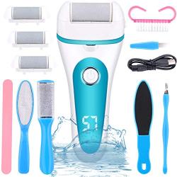 Electric Callus Remover for feet, Rechargeable Foot File Hard Skin Remover, Waterproof 13 in 1 Pedicure Tools kit for Cracked Heels Calluses and Dead Skin, with 3 Roller Heads 2 Speed, Battery Display