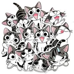 14 Pcs Cute Cartoon Stickers for Cheese Cat,Trendy Waterproof Vinyl Graffiti Stickers for Laptop Water Bottle Car Bumper Luggage Phone Laptop Bike Guitar,Stickers Pack for Girls Kids Teens Boys
