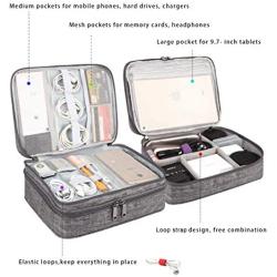 Kernorv Travel Cable Organizer Bag, Three-Layer Electronics Accessories Organizer Bag for Cables, Chargers, Power Bank, Mouse,iPad, Phone, Kindle, SD Card, Wires, Cords, and Accessories (Grey)