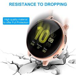 2 Pack Screen Protector Case for Samsung Galaxy Active 2 40mm, All-Around TPU Anti-Scratch Flexible Case Soft Protective Bumper Cover for Samsung Galaxy Watch Active 2. Clear and Rose Gold(40mm)