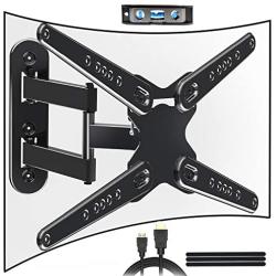 FOZIMOA Full Motion TV Wall Mount Bracket for 28-80 inch Flat Curved TVs, up to 110 lbs and VESA 600x400mm, with Tilt and Swivel Articulating Arms - Single Stud Install